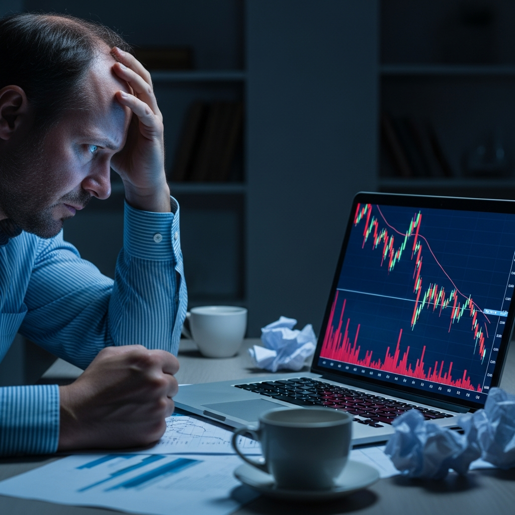 레버리지 ETF 코스피 급락 장세에서 차트를 살펴보는 투자자